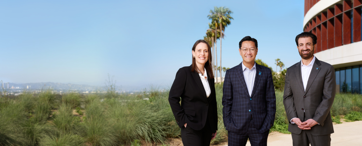 LMU Leadership Provost Kat Weaver, President Tom Poon, and EVP John Kiralla